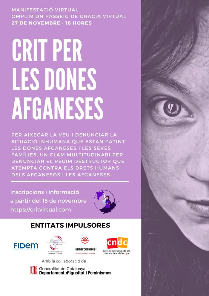 Grito por las mujeres afganas. Manifestación virtual el día 27 de noviembre a las 18 h