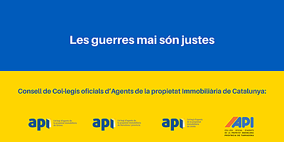 El Consejo de Colegios oficiales de Agentes de la Propiedad Inmobiliaria de Cataluña que representa a los Colegios API de Barcelona, ​​Girona, Lleida y Tarragona condena y rechaza la invasión del ejército ruso en Ucrania. Ninguna guerra está justificada.